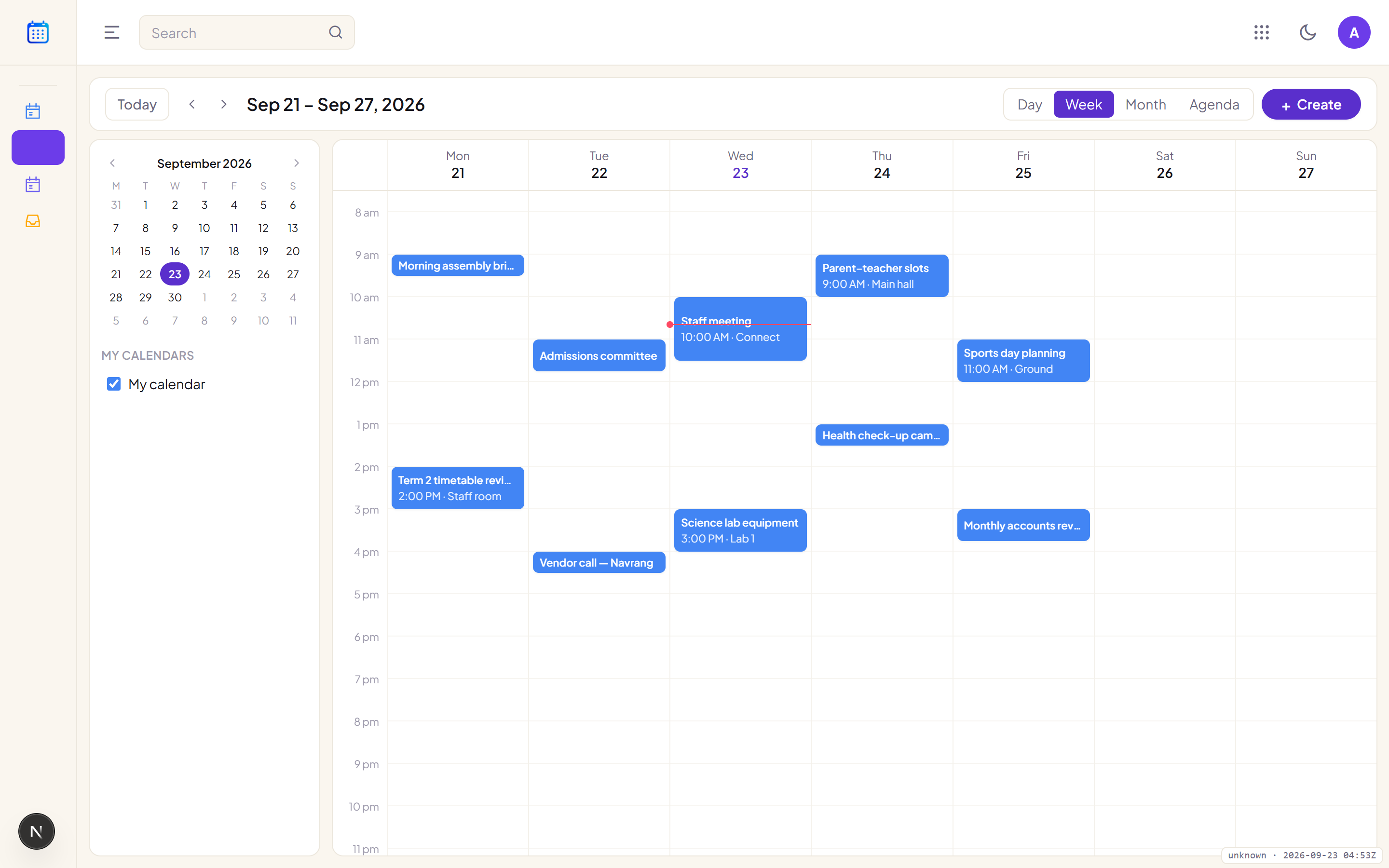Calendar week view