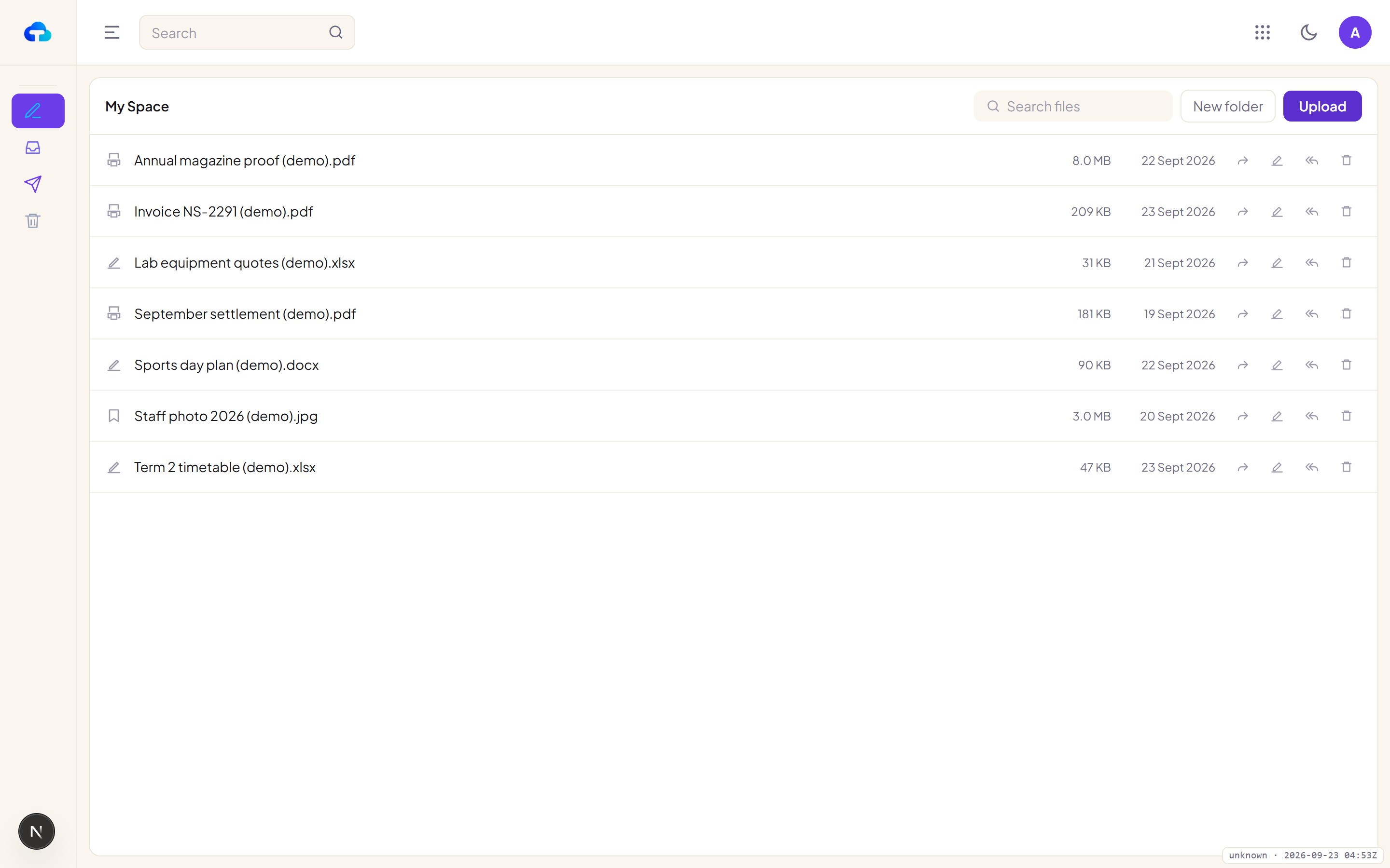 Space file list